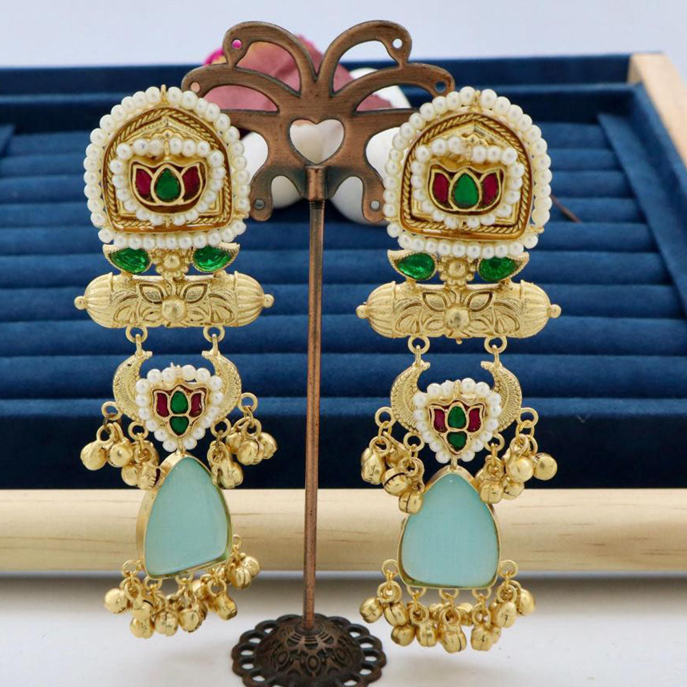 JCM Jewellery Heritage Monalisa Stone Long Dangler Earrings For Traditional & Western Wear