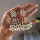 JCM Traditional Kundan Elephant Motif Earrings with Pearl and Beads