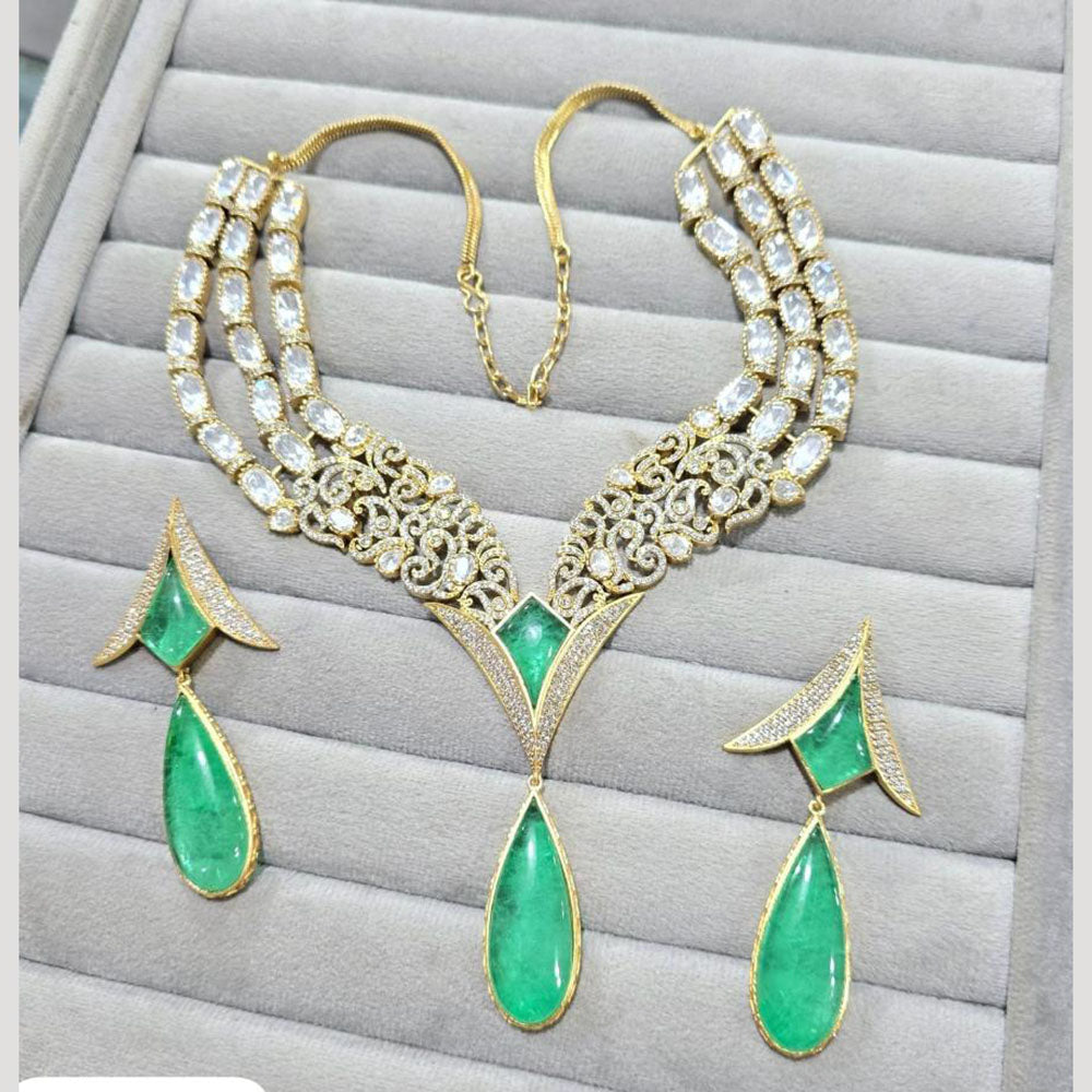 JCM Crystal Stone Designer Teardrop Necklace Set