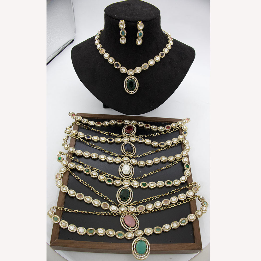 JCM Royal Elegance Designer Kundan Stone  Necklace Set
