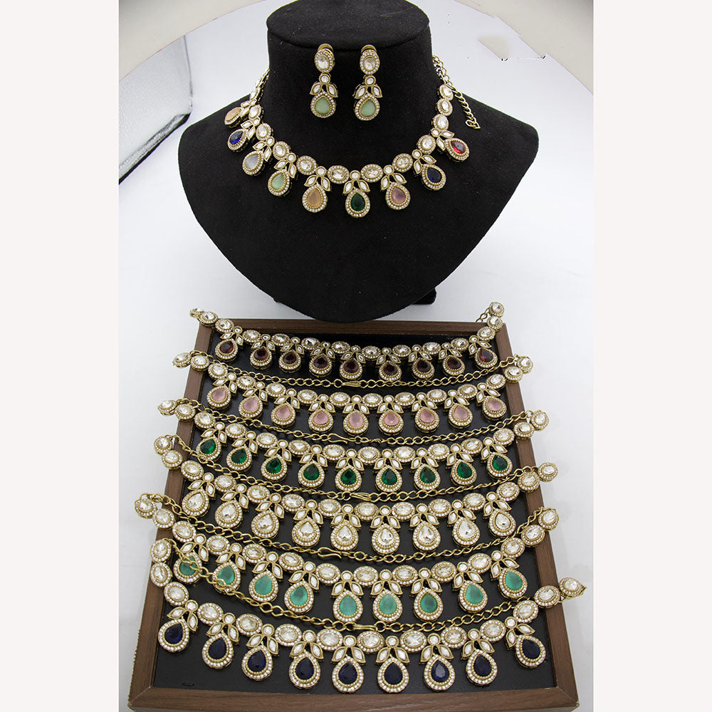 JCM Royal Elegance Designer Kundan Stone  Necklace Set