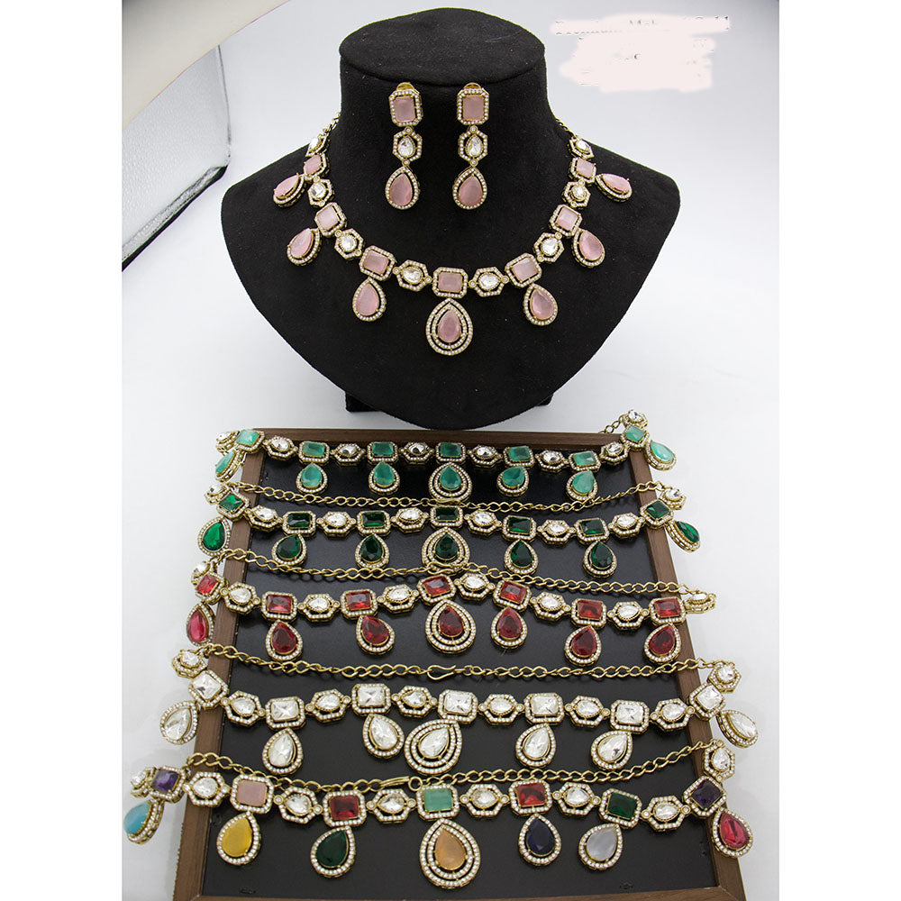 JCM Royal Elegance Designer Kundan Stone  Necklace Set