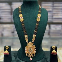 JCM Royal Pota Stone Black Beads Meenakari Pattern Mangalsutra Set