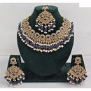 JCM Austrian Stone Pearl and Beads Necklace set with Mangtikka Earrings