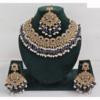 JCM Austrian Stone Pearl and Beads Necklace set with Mangtikka Earrings