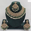 JCM Austrian Stone Pearl and Beads Necklace set with Mangtikka Earrings