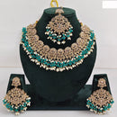 JCM Austrian Stone Pearl and Beads Necklace set with Mangtikka Earrings