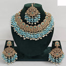 JCM Austrian Stone Pearl and Beads Necklace set with Mangtikka Earrings