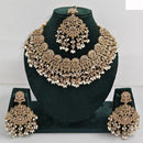 JCM Austrian Stone Pearl and Beads Necklace set with Mangtikka Earrings