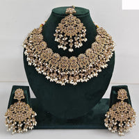 JCM Austrian Stone Pearl and Beads Necklace set with Mangtikka Earrings