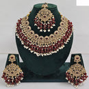 JCM Austrian Stone Pearl and Beads Necklace set with Mangtikka Earrings