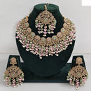 JCM Austrian Stone Pearl and Beads Necklace set with Mangtikka Earrings