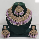 JCM Austrian Stone Pearl and Beads Necklace set with Mangtikka Earrings