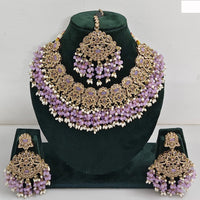 JCM Austrian Stone Pearl and Beads Necklace set with Mangtikka Earrings
