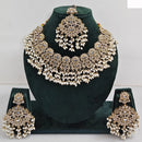 JCM Austrian Stone Pearl and Beads Necklace set with Mangtikka Earrings