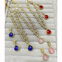 JCM Designer Kundan Necklace Set with Teardrop Pendant and Earrings