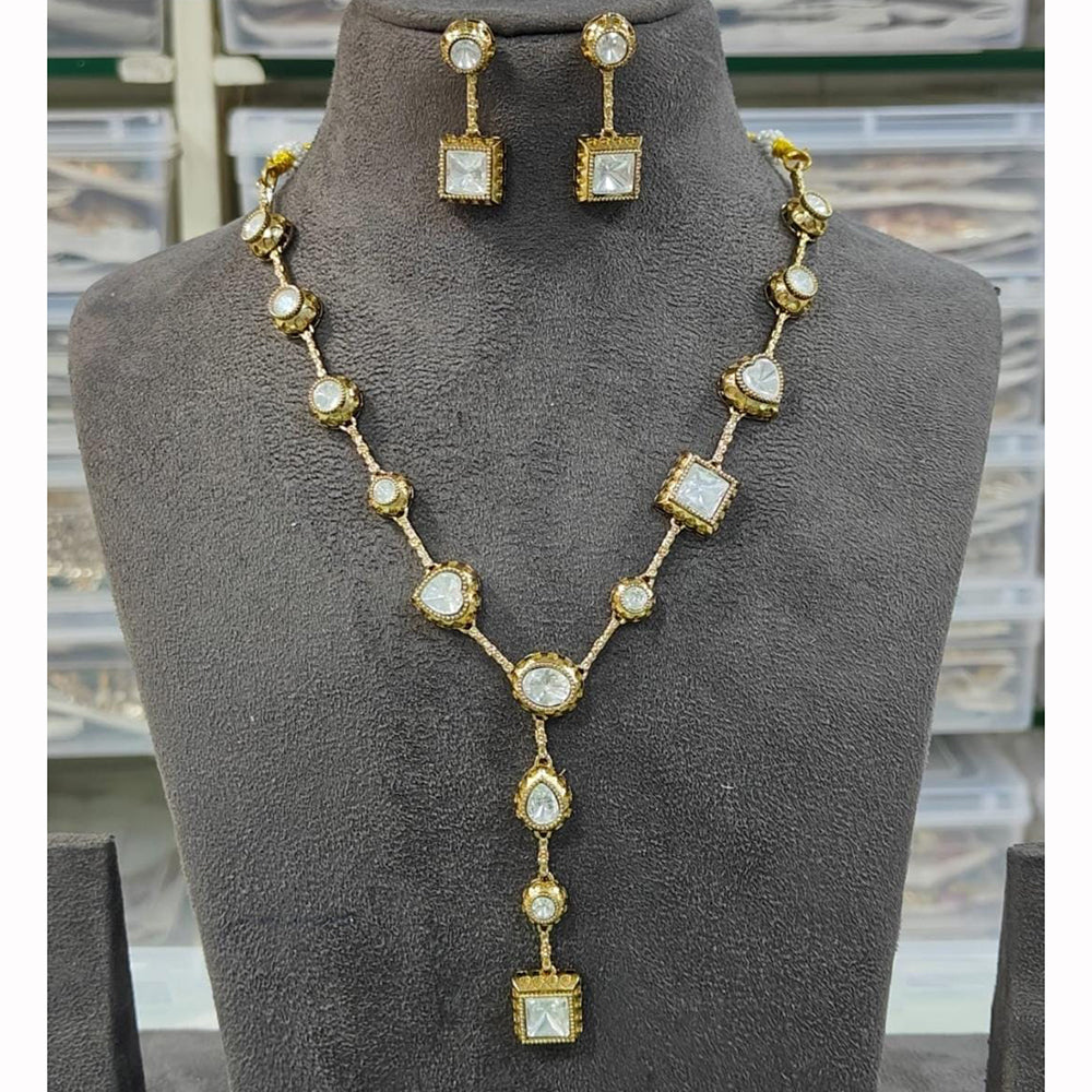 JCM Geometric Kundan Necklace Set with Matching Earrings