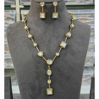 JCM Geometric Kundan Necklace Set with Matching Earrings