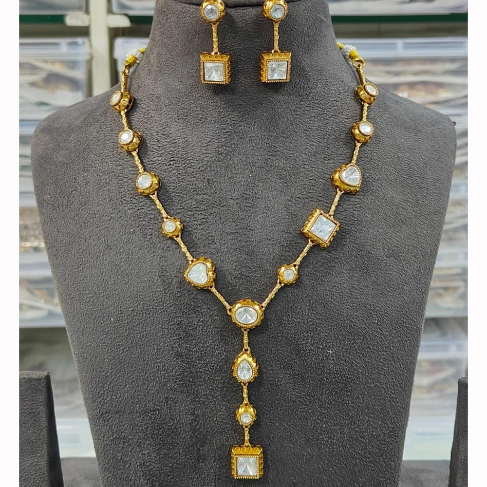JCM Geometric Kundan Necklace Set with Matching Earrings
