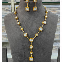 JCM Geometric Kundan Necklace Set with Matching Earrings