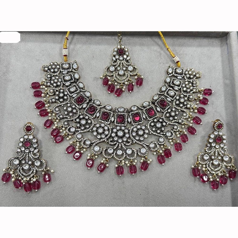 JCM Heavy Designer Kundan Set with Beads and Crystal Accents