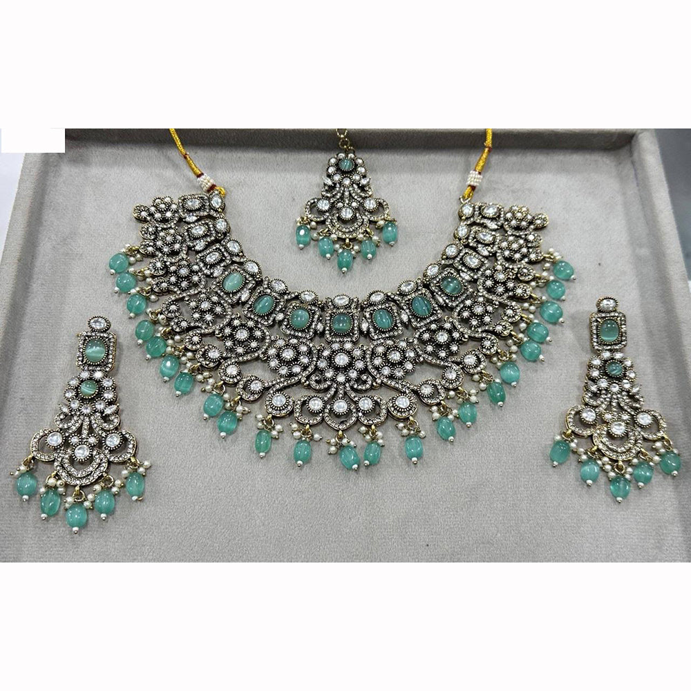 JCM Heavy Designer Kundan Set with Beads and Crystal Accents
