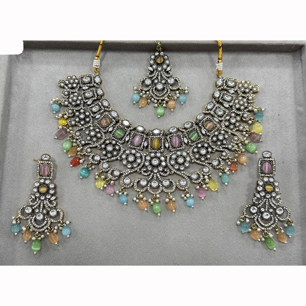JCM Heavy Designer Kundan Set with Beads and Crystal Accents