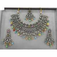 JCM Heavy Designer Kundan Set with Beads and Crystal Accents