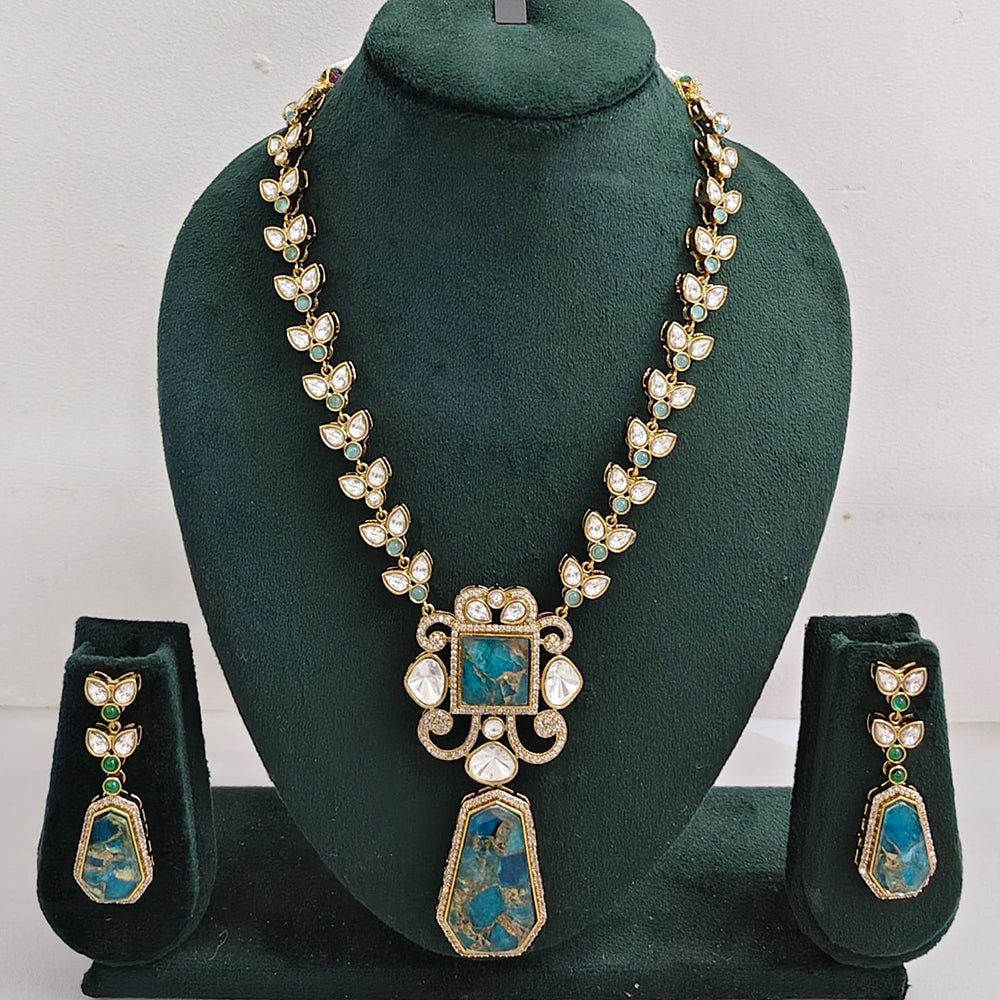 JCM Elegant Marble Inspired Stones and Kundan Necklace Set