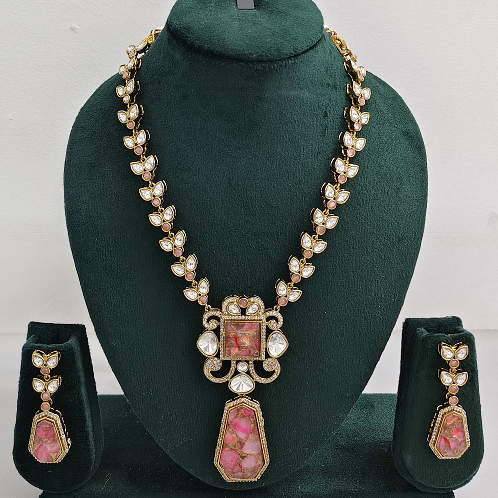 JCM Elegant Marble Inspired Stones and Kundan Necklace Set