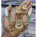 JCM Pearl Strands and Pota stone with Dangling Bells Choker Necklace Set   