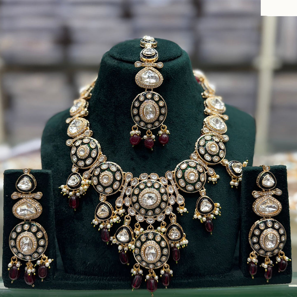 JCM Majestic Kundan Bead Droplets Necklace Set with Matching Earrings