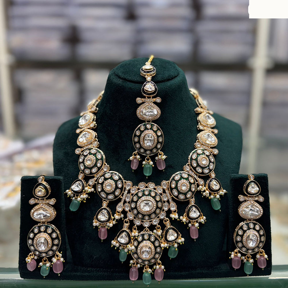 JCM Majestic Kundan Bead Droplets Necklace Set with Matching Earrings