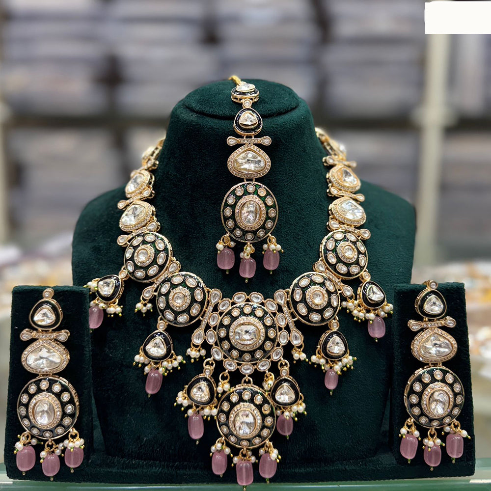JCM Majestic Kundan Bead Droplets Necklace Set with Matching Earrings
