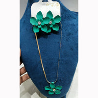 JCM Floral Design Austrian Stone Chain Pendant Set Matching Earrings   