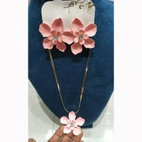 JCM Floral Design Austrian Stone Chain Pendant Set Matching Earrings