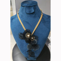 JCM Floral Design Austrian Stone Chain Pendant Set Matching Earrings   