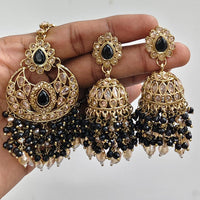 JCM Crystal and Drop Beads Mangtikka Earrings 