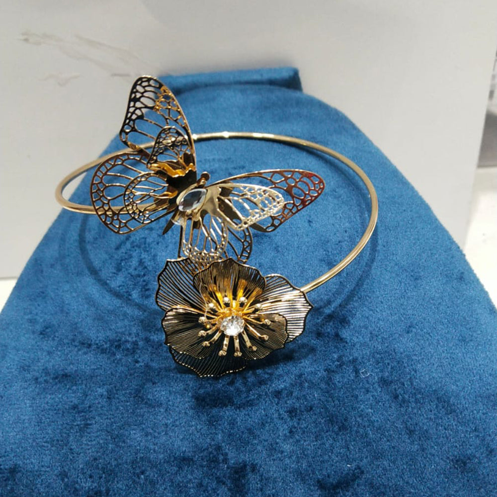 JCM Austrian Stone Elegant Butterfly and Floral Design Adjustable Bracelet
