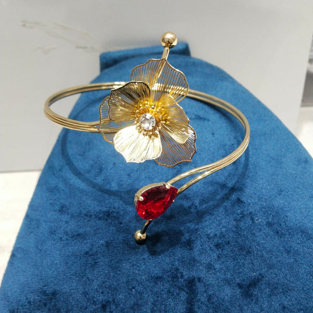 JCM Crystal and Austrian Stone Elegant Floral Design Adjustable Bracelet
