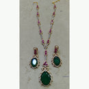 JCM Sparkling Crystal and Polki Kundan Stone Pendent Set