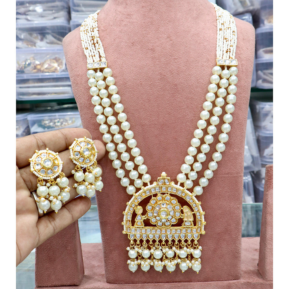JCM Royal Elegance Kundan Stone And Pearl Necklace Set