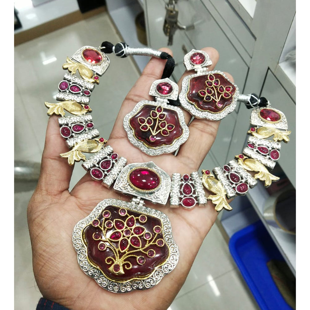 JCM Classic Luxe Pota Stone Peacock Design Necklace Set