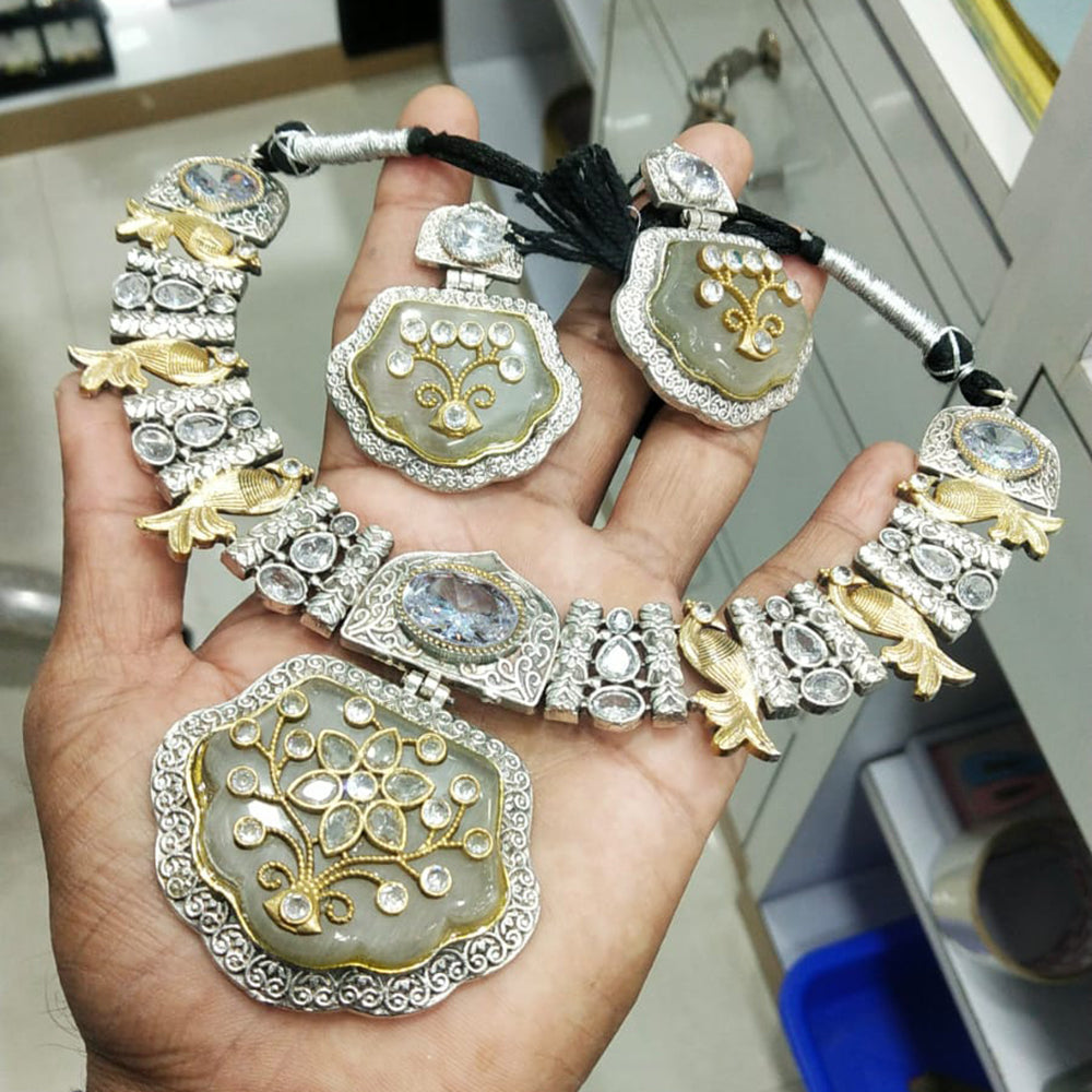 JCM Classic Luxe Pota Stone Peacock Design Necklace Set