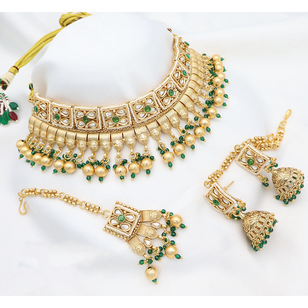 JCM Timeless Elegance Pota Kundan And Pearl Necklace Set