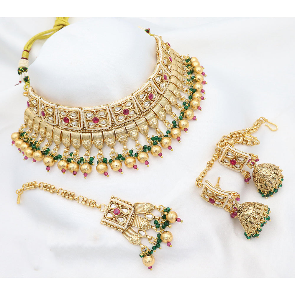 JCM Timeless Elegance Pota Kundan And Pearl Necklace Set