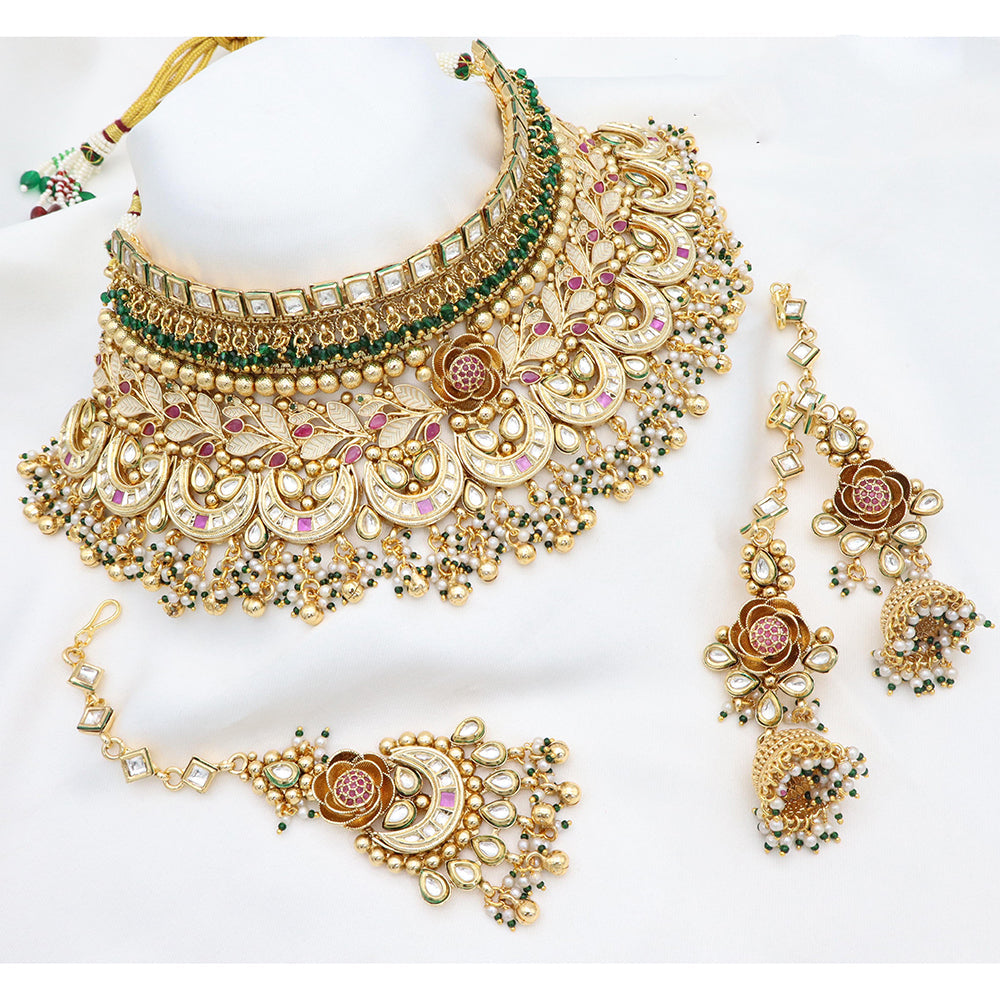 JCM Timeless Elegance Pota Kundan And Pearl Necklace Set