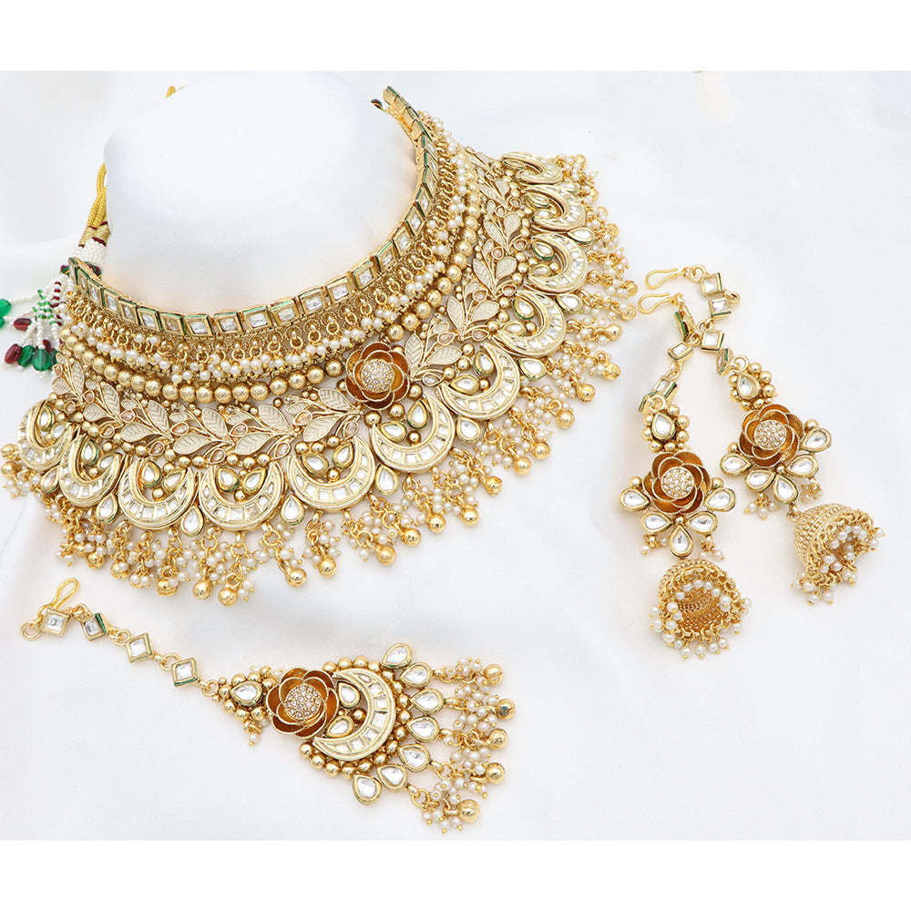 JCM Timeless Elegance Pota Kundan And Pearl Necklace Set