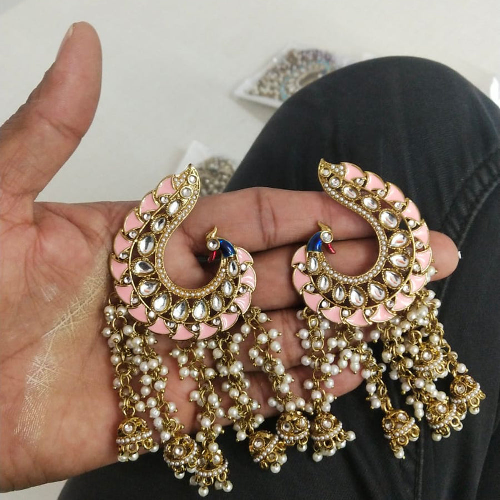 JCM Ethnic Elegance Kundan and Pearl Dangler Earrings