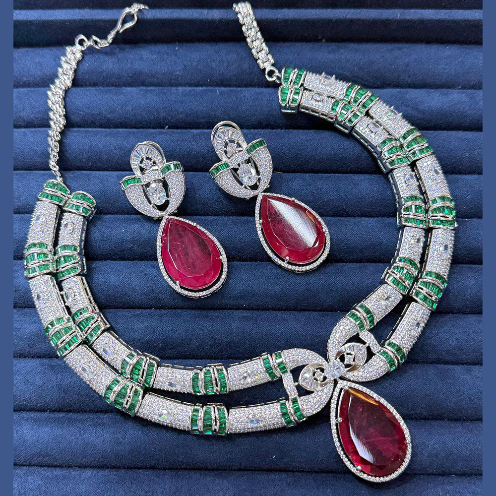 JCM Sparkling American Diamond And Austrian Stone Necklace Set